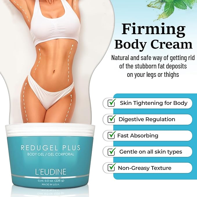 L’EUDINE Redugel Plus Skin Tightening Cream for Body, Firming Cream with Mint Oil, Field Horsetail, Marine Algae, Maca Extract, Skin Firming and Tightening Lotion – 8oz-GlimoraGlow