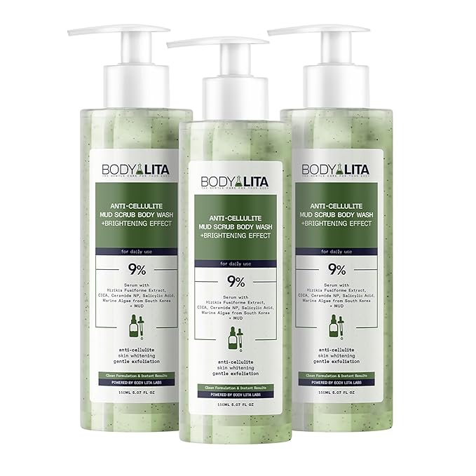 Anti Cellulite Mud Scrub Body Wash, Reduces Cellulite, Gentle Exfoliating, Improves Skin Texture, Provides a Smoother Look, 5.07 Fl Oz (3)-GlimoraGlow