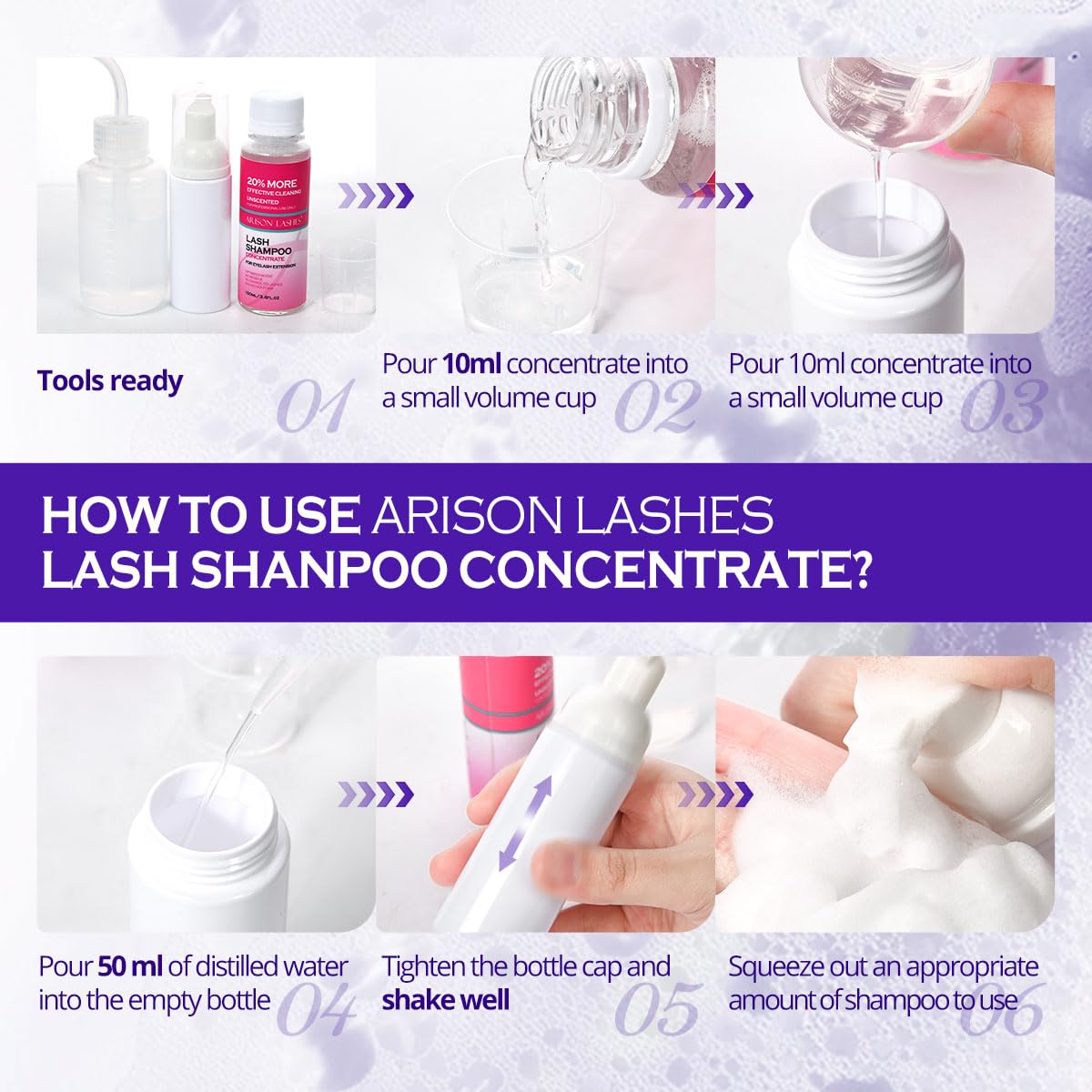 ARISON LASHES Lash Shampoo Concentrate for Lash Extensions 100ML Eyelash Cleanser Concentrate Oil-Free Eyelash Extension Shampoo with Salon Home Care(Lavender)-GlimoraGlow