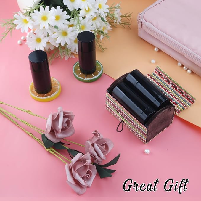 12 Pieces 15g Black Plastic Deodorant Containers,Empty 1/2 oz Travel Lip Balm Tubes,Refillable Twist-UP Solid Perfume Tubes,Lipstick Tubes for DIY-GlimoraGlow