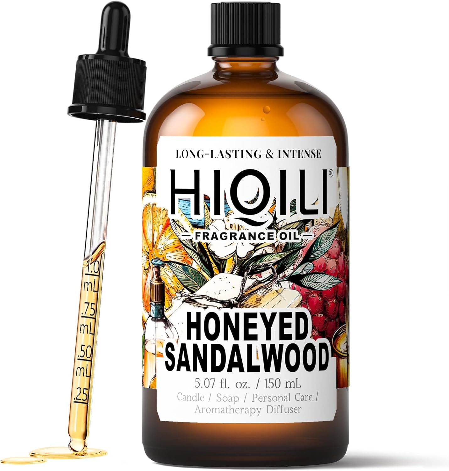 HIQILI Honeyed Sandalwood Fragrance Oil for Diffuser, Candle & Soap Making, Add to Dryer Balls, Lotion, Hotel Luxury Scents - 5.07 Fl Oz-GlimoraGlow