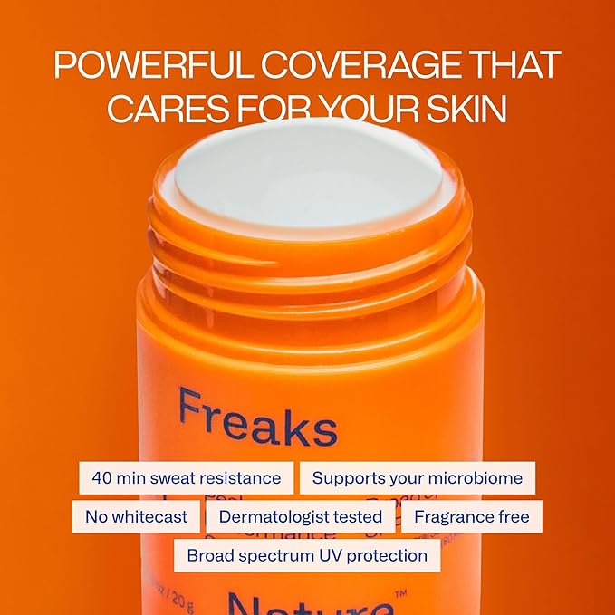 Freaks of Nature Peak Performance Sun Stick SPF 50 | 100% Mineral Sunscreen | Lightweight, 40-Min Water-Resistant | Plant-Based, Eco-Friendly, Reef-Safe, Cruelty-Free | All Skin Types | 0.70 oz-GlimoraGlow