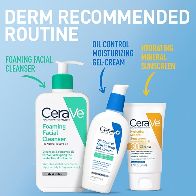 CeraVe Oil Control Moisturizing Gel-Cream, Face Moisturizer for Oily Skin, Niacinamide, Hyaluronic Acid & Oil Absorbing Technology To Rebalance Oily Skin, Non-Comedogenic, Fragrance Free & Oil-Free-GlimoraGlow