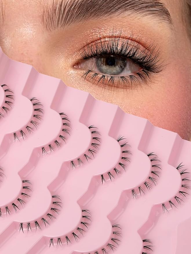 Lashes Natural Bottom Lashes 9mm Lower Strip Lashes Extention False Eyelashes Natural Look Wispy Bottom Eyelashes Fake Lashes Pack 7 Pairs-GlimoraGlow