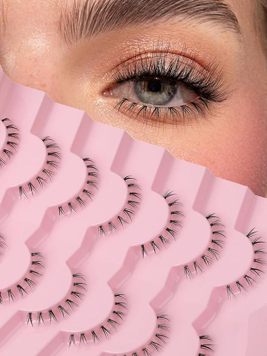 Lashes Natural Bottom Lashes 9mm Lower Strip Lashes Extention False Eyelashes Natural Look Wispy Bottom Eyelashes Fake Lashes Pack 7 Pairs-GlimoraGlow