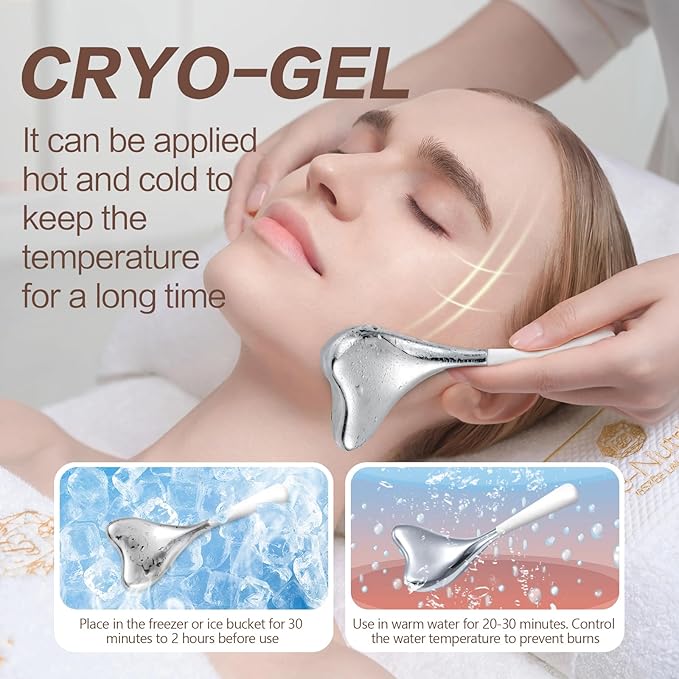 Ice Globes for Face Cryo Sticks Set, Ice Roller Stainless Steel Facial Massage Skin Care Tools for Cooling & Hot Spa-GlimoraGlow