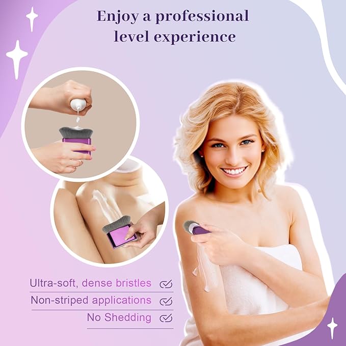 Self Tanner Brush for Body & Face - Kabuki Makeup Brush for Self-Tanner,Tanning Mousse,Foundation & Bronzer | Streak-Free Application,Super Soft Bristles,Professional Tanning & Body Makeup Tool-GlimoraGlow