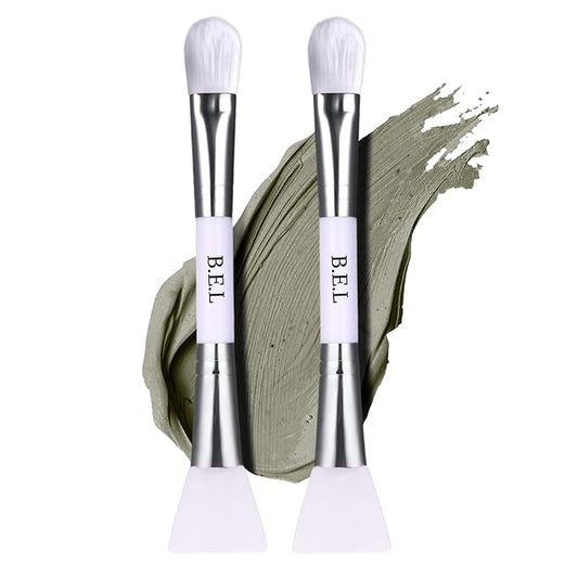 Bare Essentials Living Clay Face Mask Brush (2 Pack, White) Dual Soft Silicone Face Mask Applicator Brush Tool, Great Facial Essentials, Moisturizer Applicator & Skincare Brush for Facials-GlimoraGlow