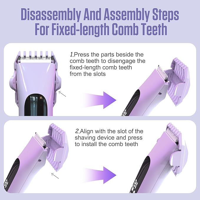 2 in 1 Bikini Trimmer for Women Dual Head Electric Shaver with LED Display,IPX7 Waterproof Wet & Dry, Painless Shaver for Underarm Leg Arm Body Face Private Area Purple-GlimoraGlow