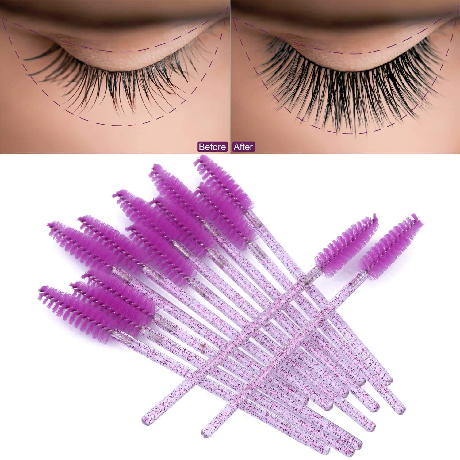 Tbestmax 1000 Disposable Mascara Wands Eyelash Brush Spoolies for Eyebrow Eye Lash Extension Colorful-GlimoraGlow