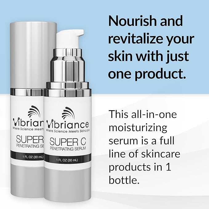 Vibriance Super C Serum for Mature Skin - All-in-One Vitamin Formula Hydrates, Firms, Lifts, Smooths, Targets Age Spots, Wrinkles, 1 fl oz - Pack of 3-GlimoraGlow