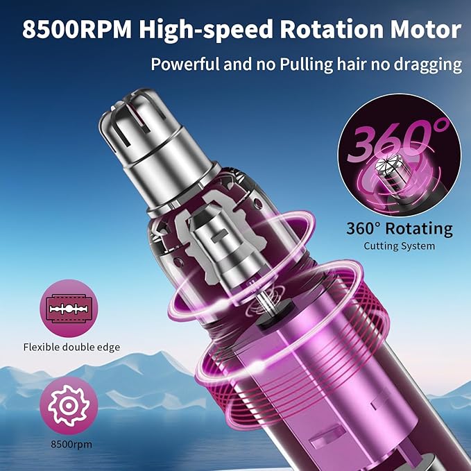 2025 Rechargeable Nose and Ear Hair Trimmer with LED Dispaly for Women Men,4 in 1 Painless Eyebrow & Facial Hair Trimmer with Powerful Motor,Ladies Wet & Dry Electric Razor (White)-GlimoraGlow