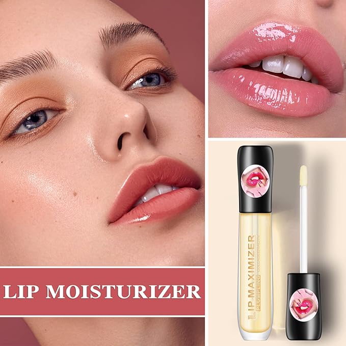 2 Pcs Lip Plumper Lip Gloss,Lip Maximizer Balm Plumper Lip Plumping Serum,Heathly Lip Moisturizer Enhancer Hydrated Lips,Reduces Improves Dry Lip Lines Lip Plumping Gloss Lip Extreme Volume-GlimoraGlow