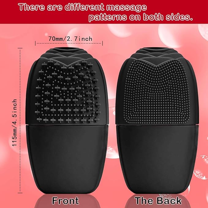 XHJRI Ice Face Roller Massager,Ice Cube Roller for Face, Eyes and Neck Naturally Conditioning and Skin Care,De-Puff Eye Bags,Reduce Migraine Pain,Reusable Massage Silicone Ice Mold (New Black)-GlimoraGlow