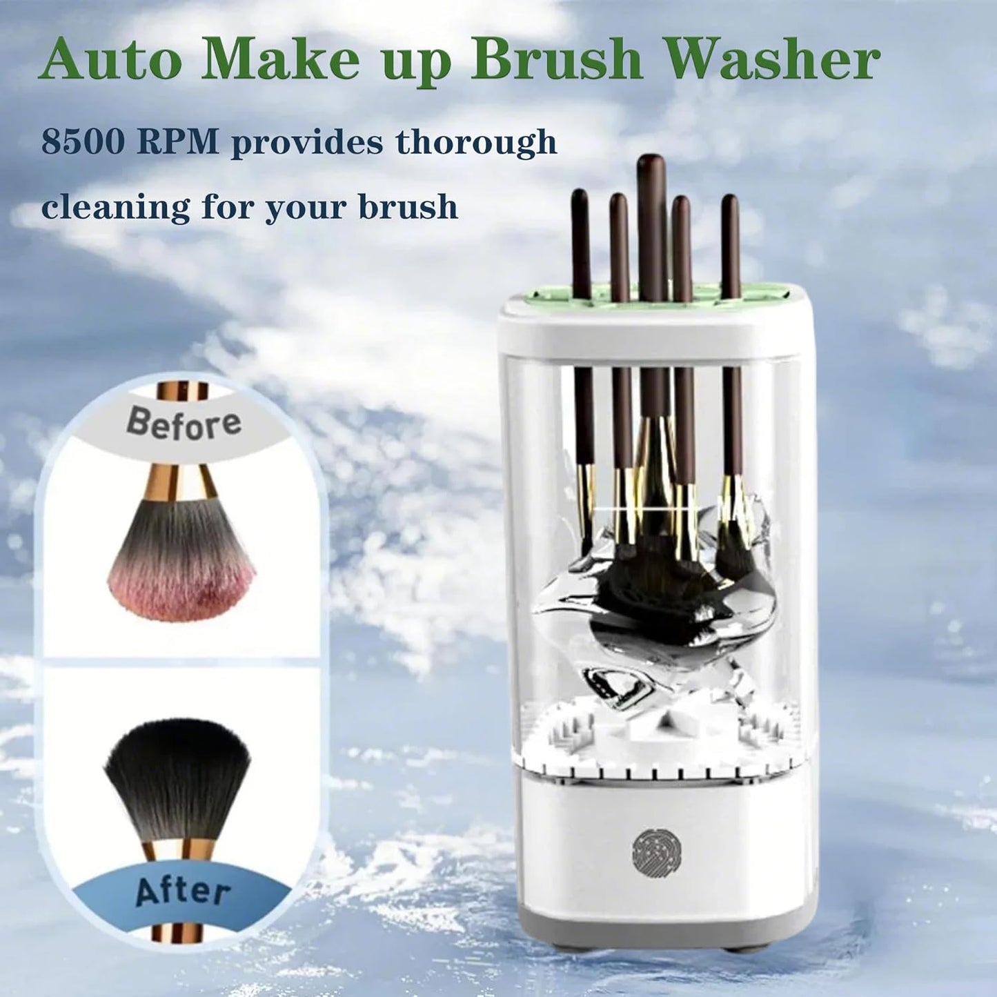 3 IN 1 Automatic Makeup Brush Cleaner-9000 RPM Makeup Brush Cleaner Machine and Dryer Portable Automatic USB Cosmetic Brushes Cleaner Tool for All Size Beauty Makeup Brush Travel Set-GlimoraGlow