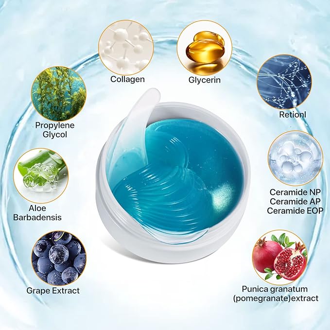 Hydrogel Eye Patches,Hydrogel Under Eye Masks for Dark Circles,Anti Wrinkle Treatment,Under Eye Gel Pads,Eye Mask for Puffy Eyes, Skincare,Hydrating | 60 Pieces/30 Pairs-GlimoraGlow