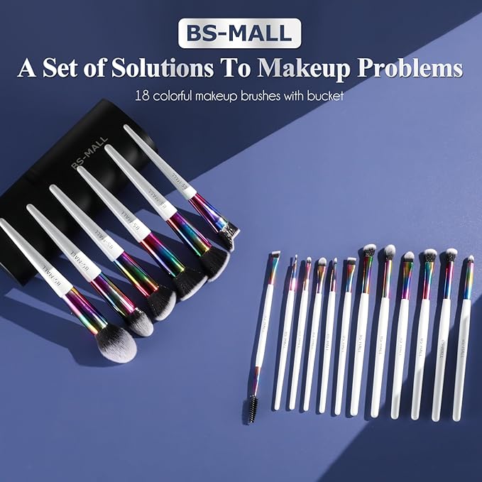 BS-MALL Makeup Brushes Makeup Tools Kit Premium Synthetic Powder Foundation Contour Concealers Lip Brushes Set 18 Pcs-GlimoraGlow