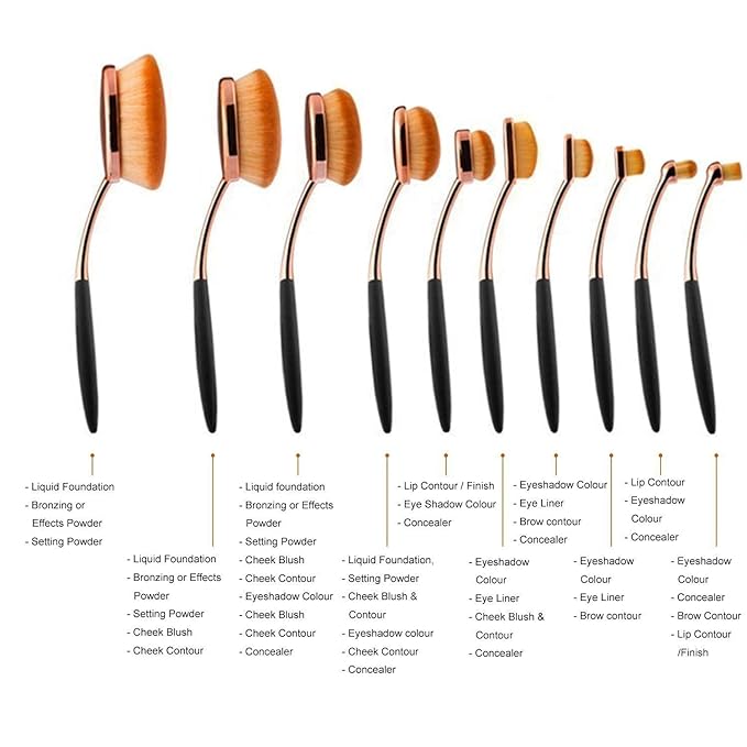 Yoseng Makeup Brushes Set 10Pcs Professional Oval Toothbrush Foundation Cream Contour Powder Blush Conceler Eyeliner Blending Brush New Fashionable Super Soft Cosmetic Brushes Tool with Box(Rose Gold)-GlimoraGlow