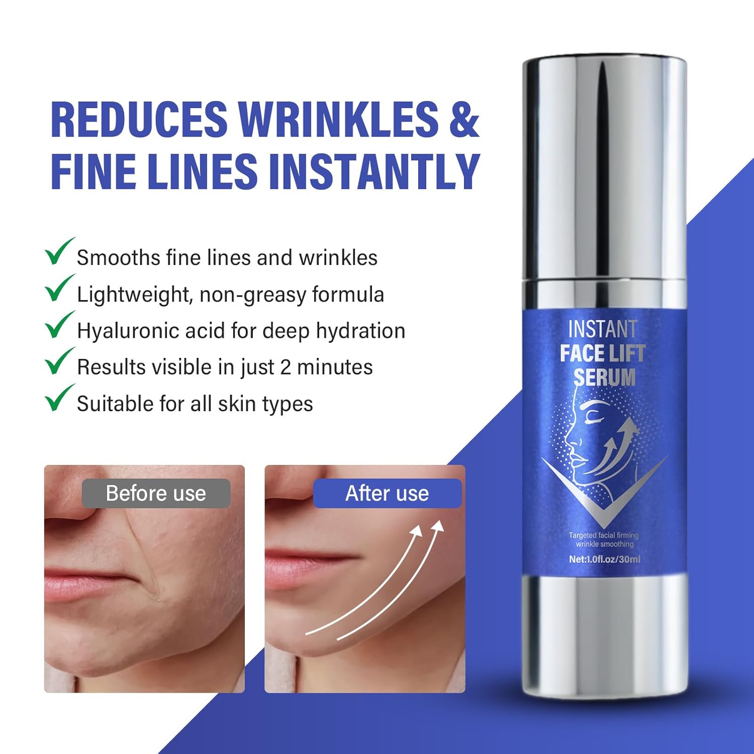 Instant Face Lift Serum，Face Lifting & Skin Tightening, Smooth Fine Lines, Pores and Deep Wrinkles,1Fl Oz-GlimoraGlow