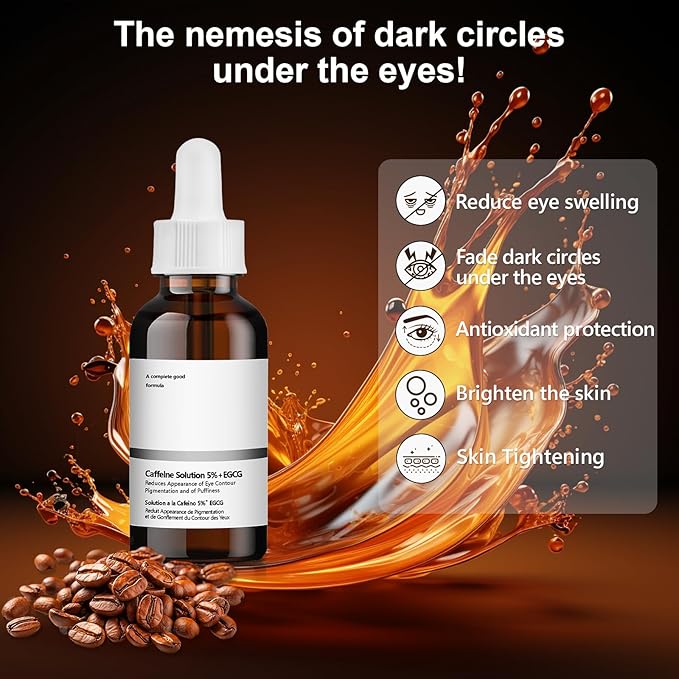 Caffeine Solution 5% + EGCG Eye Serum, 30ML Moisturizing Caffeine Eye Serum, Targets Dark Circles & Puffiness, Smooths Fine Lines-GlimoraGlow