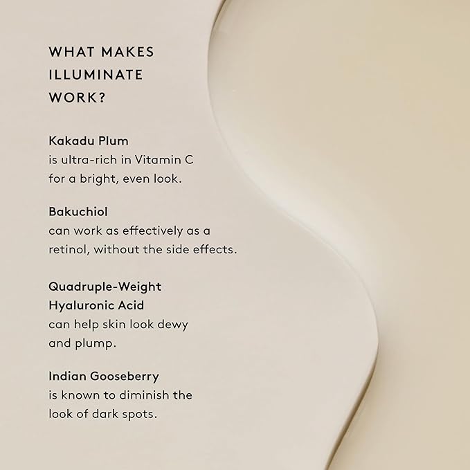 Naked & Thriving Illuminate BC+ Face Serum | Hyaluronic Acid, Vitamin C, Bakuchiol | Organic, Vegan, & Naturally-Derived Skin Care | For Mature Skin, Visible Spots and Wrinkles (1.0 fl oz/30 mL)-GlimoraGlow