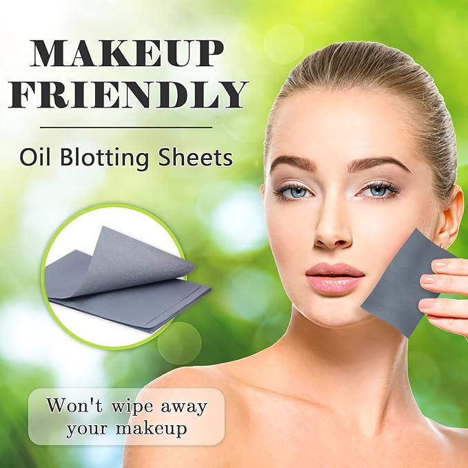 Natural Premium Oil Blotting Paper for Oily Skin with Bamboo Charcoal,26% Larger Oil Blotting Sheets for Face,Makeup Friendly Oil Absorbing Sheets 600 Sheets-GlimoraGlow