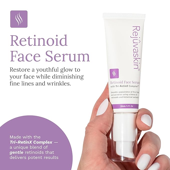 Rejuvaskin Retinoid Face Serum, Serum for Face with Tri-RetinX Complex, Hydrating Anti-Aging Serum for Dry Skin, 30ml-GlimoraGlow