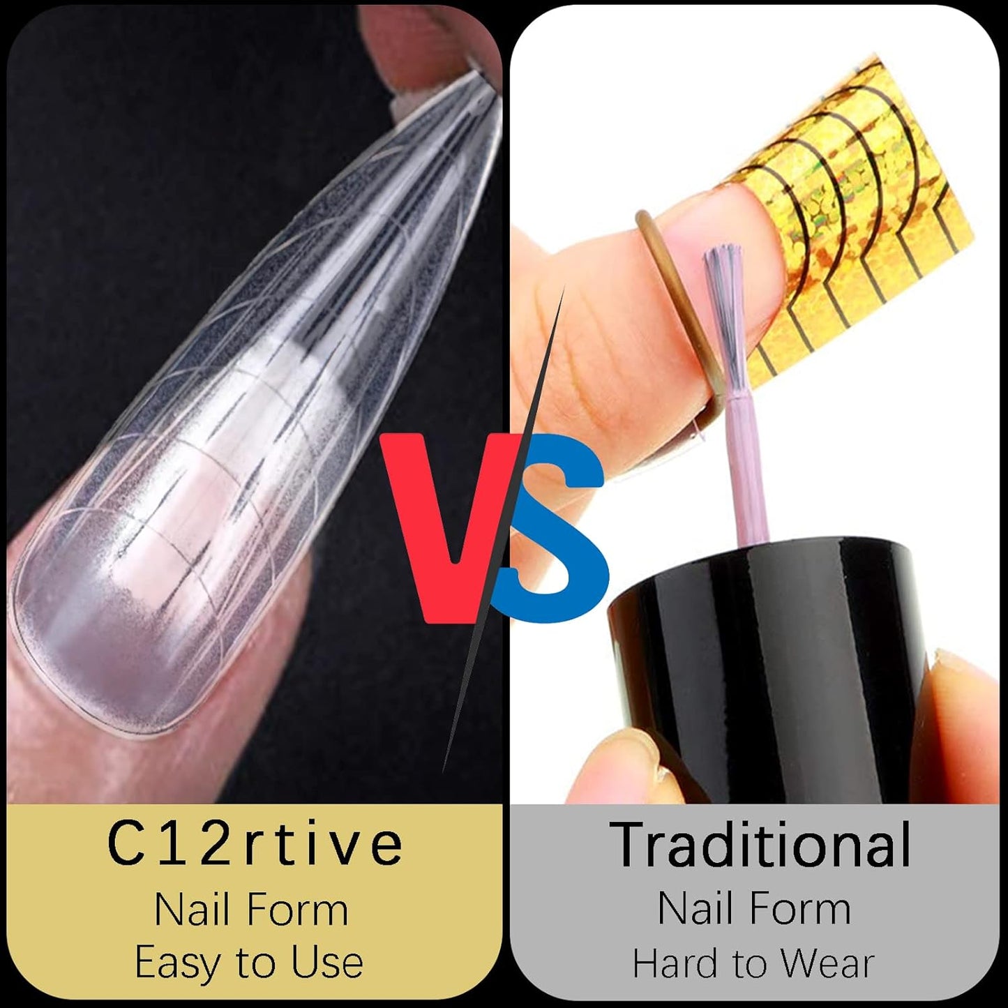 120Pcs Matte Dual Nail Forms,Long Almond Extension Poly Nail Gel Nail Forms Full Cover Nail Molds 12 Sizes for Solid Nail Gel Glue Nail Art Design Salon&DIY-GlimoraGlow