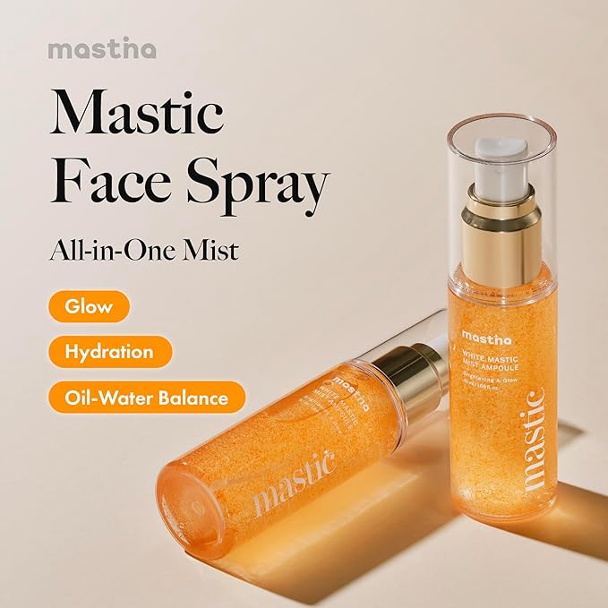 MASTINA Mastic Face Spray (1.69fl oz) Facial Mist for Natural Glow, Hydrating Formula for Dry Skin, On-the-Go Portable Korean Skin Care, Travel Summer Essentials. Mastic Gum.-GlimoraGlow