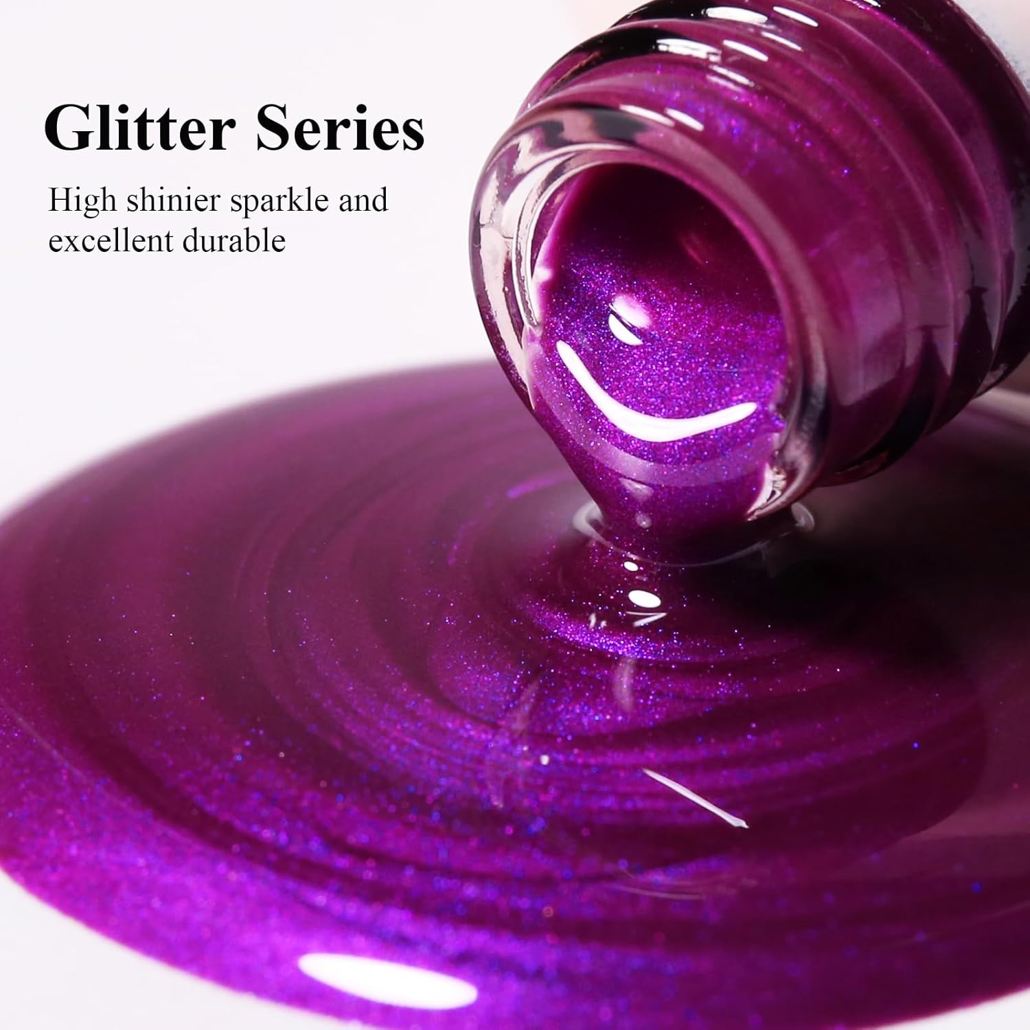 Imtiti Pearl Gel Nail Polish, Rose Purple Glitter Pearl Gel Polish Diamond Shimmer Sparkle Soak Off UV LED Nail Gel Polish Autumn Winter Gel Polish Manicure Gel Nail Kit 10ML-GlimoraGlow