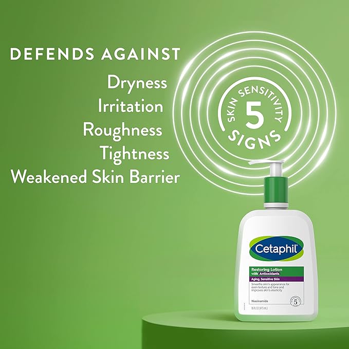 Cetaphil Restoring Body Lotion with Antioxidants for Aging Skin, Great for Neck and Chest Areas, Fragrance and Paraben Free, Suitable for Sensitive Skin 16 oz. Bottle-GlimoraGlow