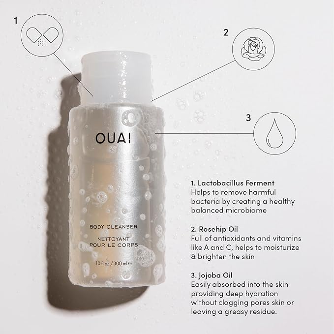 OUAI Body Cleanser Refill, Dean Street - Foaming Body Wash with Jojoba Oil and Rosehip Oil to Hydrate, Nurture, Balance and Soften Skin - Paraben, Phthalate and Sulfate Free Skin Care Products - 32 Oz-GlimoraGlow