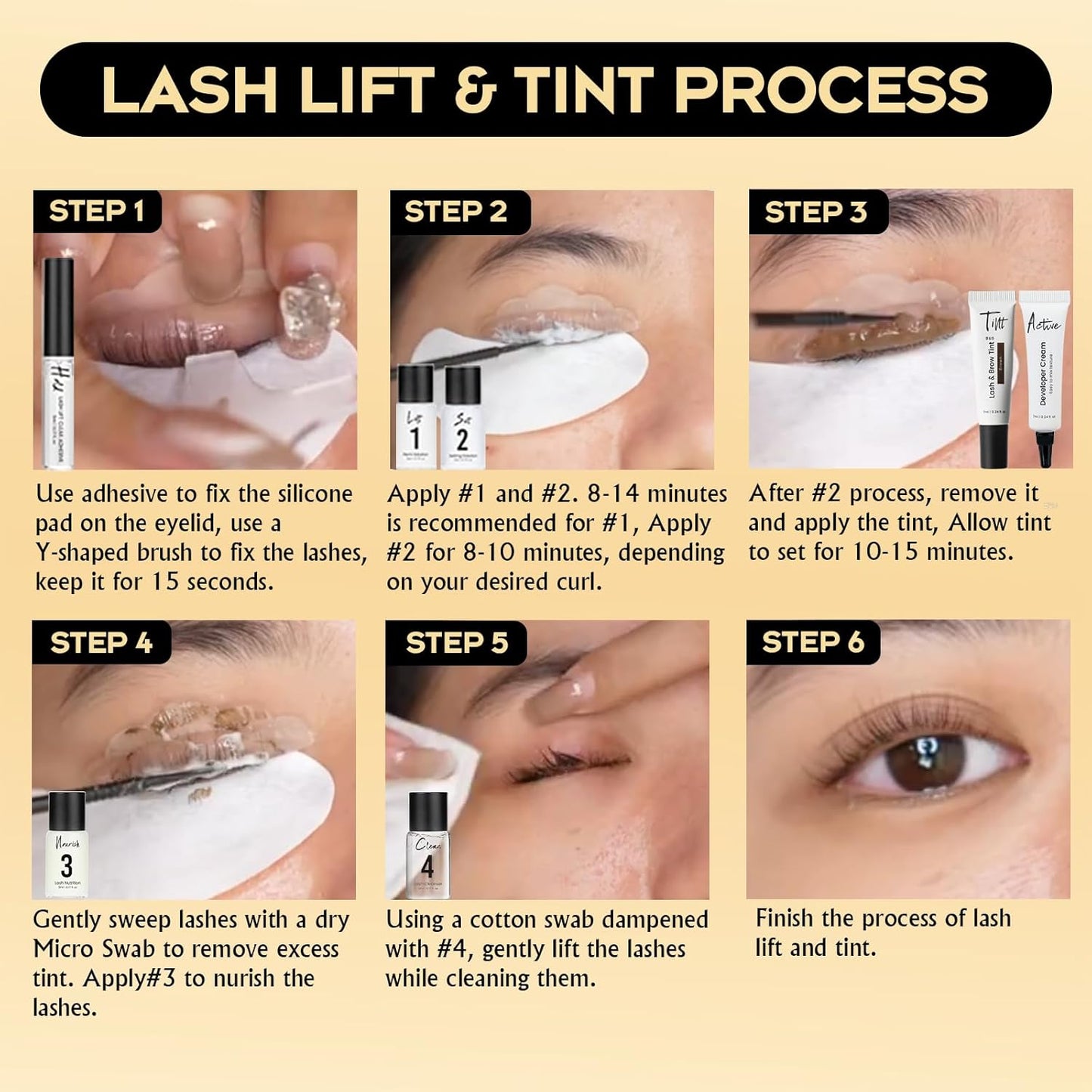 Lash Lift Kit 4 in 1 Brow Lamination Kit, Professional Eyelash Perm Kit for Beginner Salon Quality at Home with Long-Lasting Natural Brown Color-GlimoraGlow