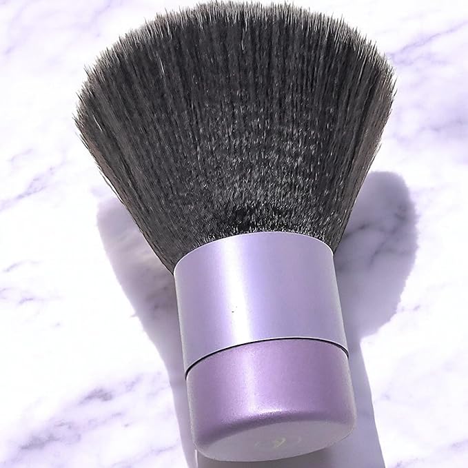 Luxurious and Large Ultra Soft Fluffy Powder Brush, Multipurpose Face, Body, Barber and Beauty Tool, with wooden base Soft Kabuki Brush by BevyGold (Violet)-GlimoraGlow