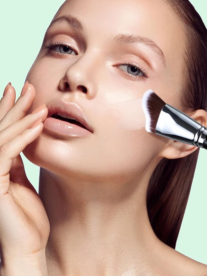 EIGSHOW Foundation Brush with Wave Shaped Head for Liquid, Cream, Powder Blending Cheekbones Jawline, Large Premium Dense Synthetic Bristles (F659)-GlimoraGlow