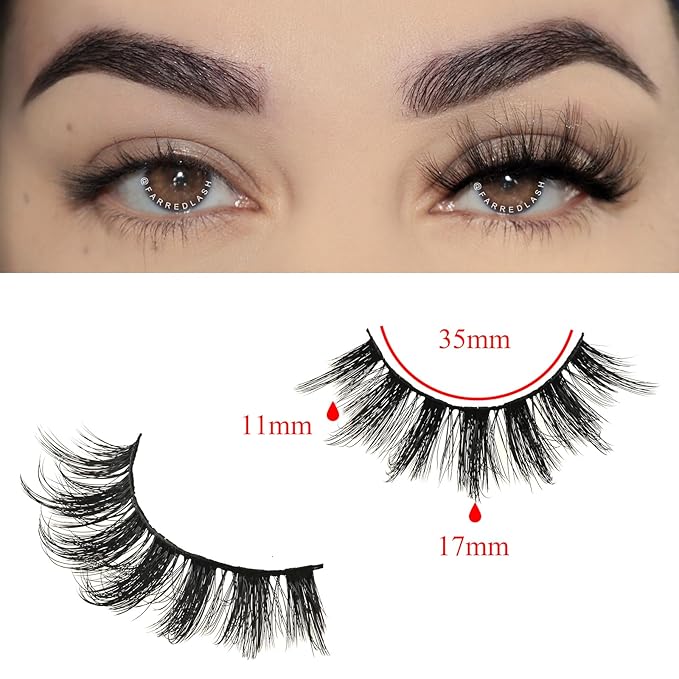 FARRED Fluffy Lashes Natural Eyelashes Short Wispy Eye Lash Strips 14 Pairs Separated Volume Eyelash Pack 17mm Dramatic Wispies Fake Strip Lashes Clusters Cat Eye Pestañas Spiky Look (F6 | 11-17mm)-GlimoraGlow