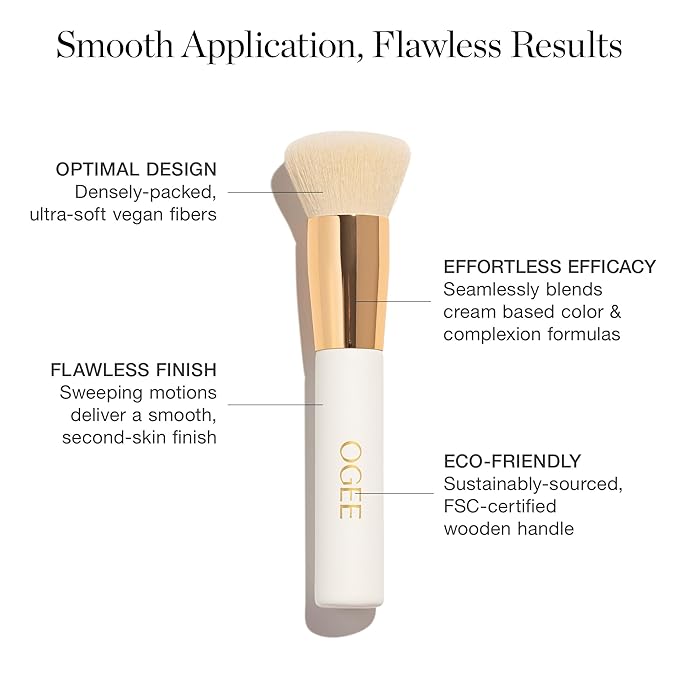 Ogee Blender Brush - Professional Quality Makeup Brush - Ultra-Soft Foundation Brush with Vegan Bristles for Flawless Makeup Application-GlimoraGlow