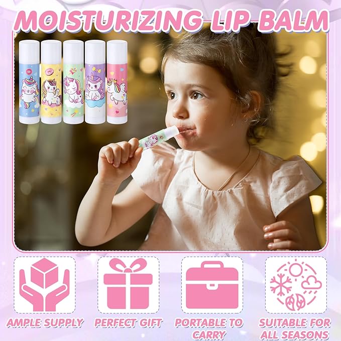 100 Pcs Unicorn Party Favors Lip Balms Bulk for Kids Birthday Party Moisturizing Lip Balm for Unicorn Themed Celebration Gifts Lip Care Products for Classroom Rewards Favor Party Supplies-GlimoraGlow