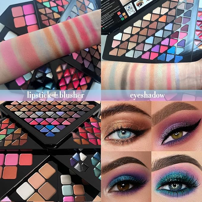 130 Color All In One Makeup Gift Set for Women Professional Makeup Kit Include 80 Eyeshadow, 20 Lipstick,15 Eyebrow Gel,5 Blusher,5 Contour & 5 Conclealer Makeup Palette Kit-GlimoraGlow