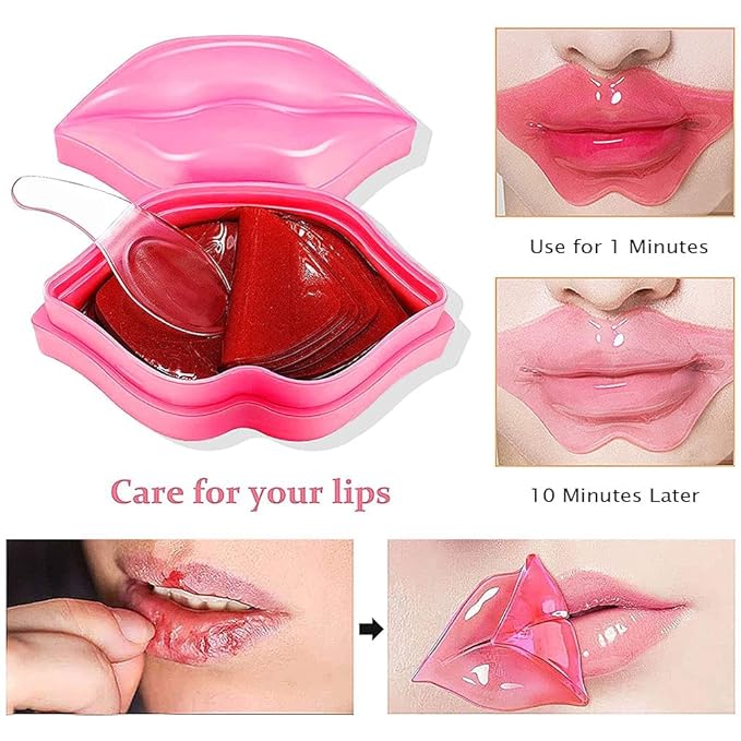 20Pcs Moisturizing/Plumping Lip Mask, Restores Moisture Mask for Dry Lips and Lines Overnight Care, Gel Treatment Masks (Pink)-GlimoraGlow