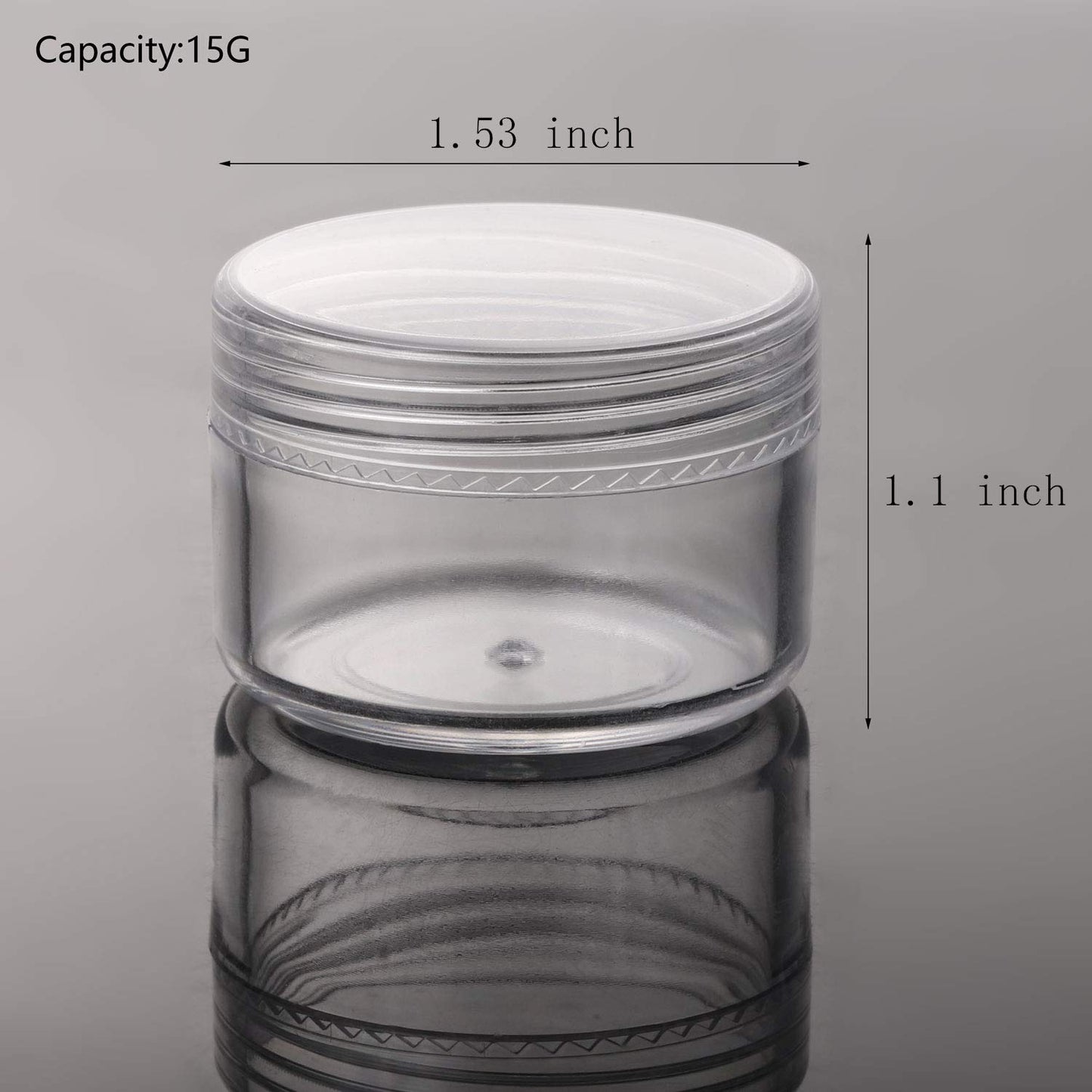 100 Count Refillable Sample Containers with Lids Cosmetic Jars 15 Gram Empty Cream Jars Leak Proof Makeup Containers for Traveling - Clear-GlimoraGlow