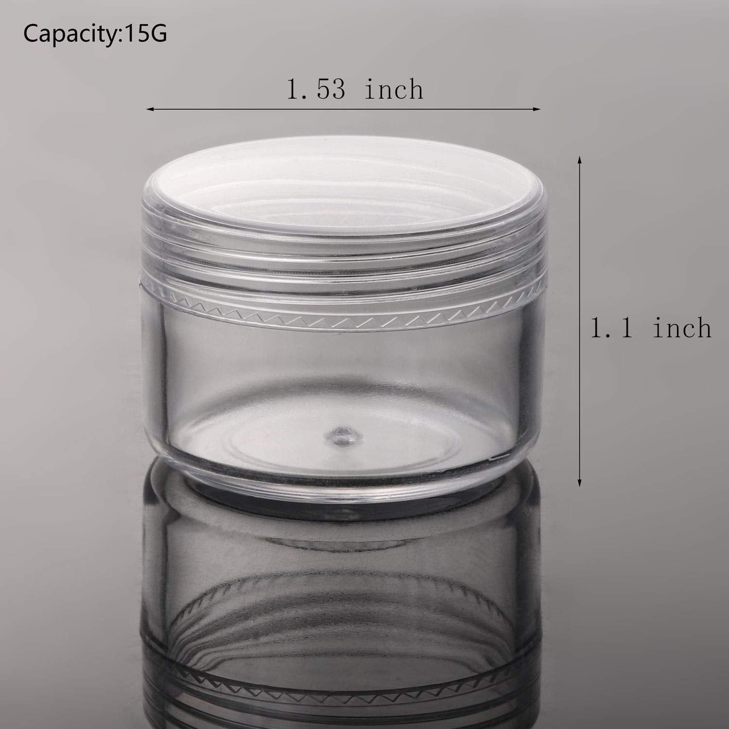100 Count Refillable Sample Containers with Lids Cosmetic Jars 15 Gram Empty Cream Jars Leak Proof Makeup Containers for Traveling - Clear-GlimoraGlow