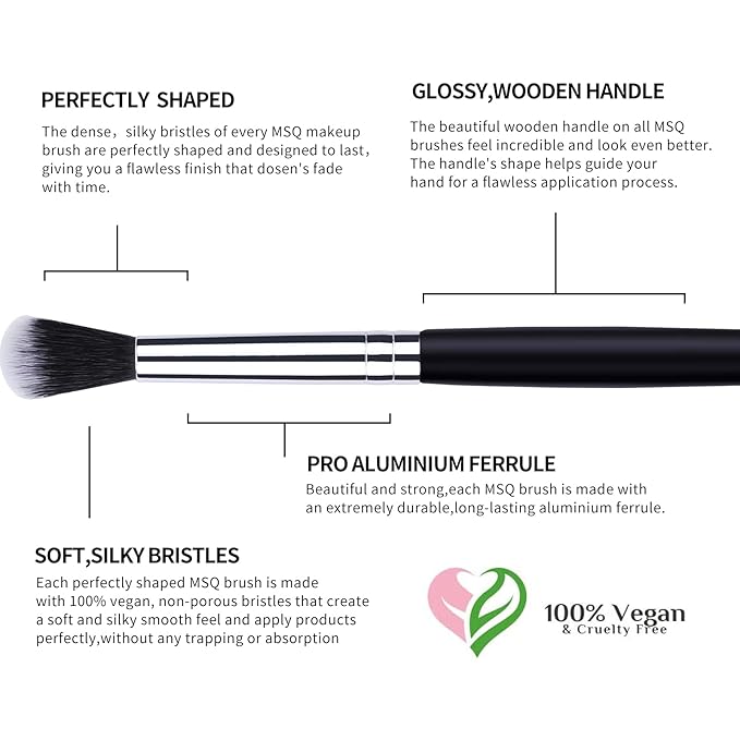 MSQ Eye Makeup Brushes 12pcs Eyeshadow Makeup Brushes Set with Soft Synthetic Hairs & Real Longer Wood Handle for Eyeshadow, Eyelash,Eyebrow, Eyeliner, Blending, Conclear(Black)-GlimoraGlow