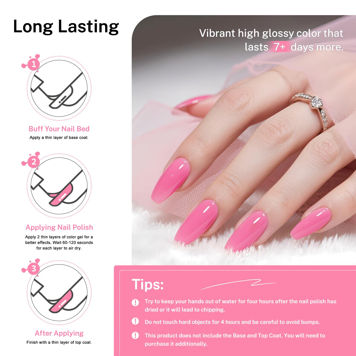 16.5ml Rose Pink Nail Polish Large Volume Quick Drying Nail Polish, Fast Drying and Long Lasting Color Nail Art DIY Home Manicure Gift for Women-GlimoraGlow