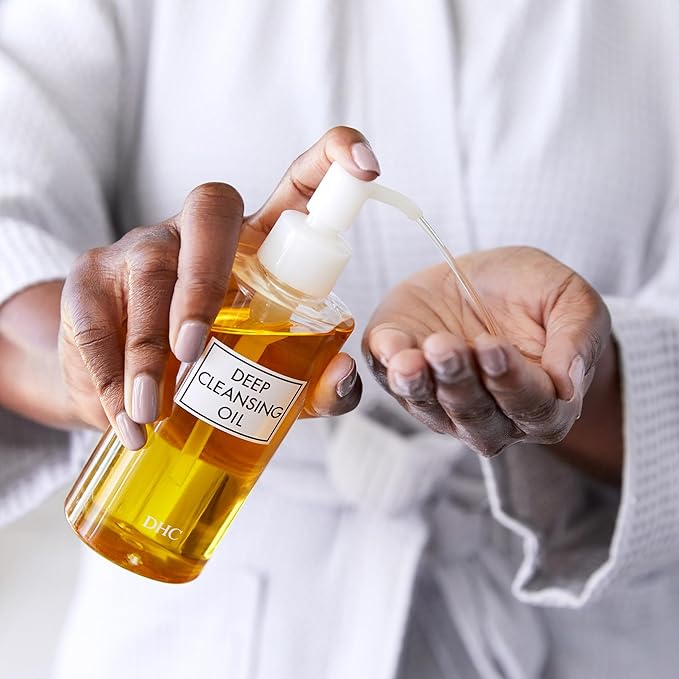 DHC Deep Cleansing Oil, Facial Cleansing Oil, Makeup Remover, Cleanses without Clogging Pores, Residue-Free, Fragrance and Colorant Free, All Skin Types, 6.7 fl. oz.-GlimoraGlow