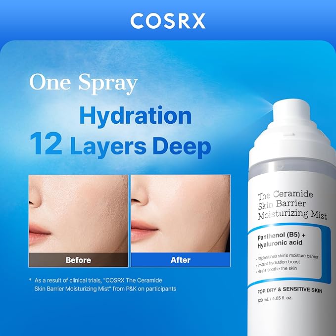 COSRX Barrier Cream Face Mist - Milky Toner with Ceramide & Hyaluronic Acid, Hydrating and Soothing Facial Spray for All Skin Types, 4.06 fl.oz, Korean Skin Care-GlimoraGlow