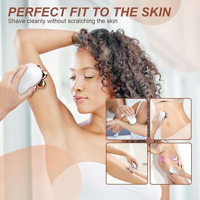 2-in-1 Electric Razors for Women, Wet/Dry 7D Rechargeable Rotary Shaver for Legs, Water Resistant Grooming Kit - Electric Razors for Women, Facial Hair Removal, Bikini Trimmer, Lips - Gentle Hair Remo-GlimoraGlow