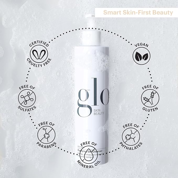 Glo Skin Beauty Purifying Gel Cleanser - Salicylic Acid + Niacinamide Face Wash Balances Skin, Targets Clogged Pores, Excess Oil & Breakouts - Gently Exfoliates & Minimizes Appearance of Fine Lines-GlimoraGlow