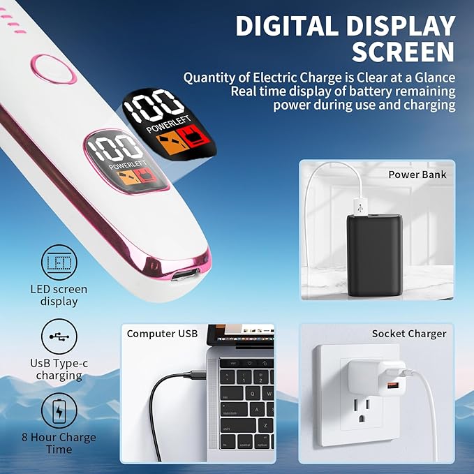 2025 Rechargeable Nose and Ear Hair Trimmer with LED Dispaly for Women Men,4 in 1 Painless Eyebrow & Facial Hair Trimmer with Powerful Motor,Ladies Wet & Dry Electric Razor (White)-GlimoraGlow