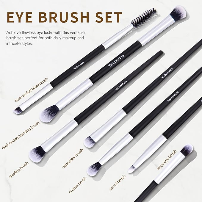 Makeup Brush Set 10pc, Dual-Ended Makeup Brushes For Bronzer, Contour, Eyeshadow, Blush, Concealer, Foundation-GlimoraGlow